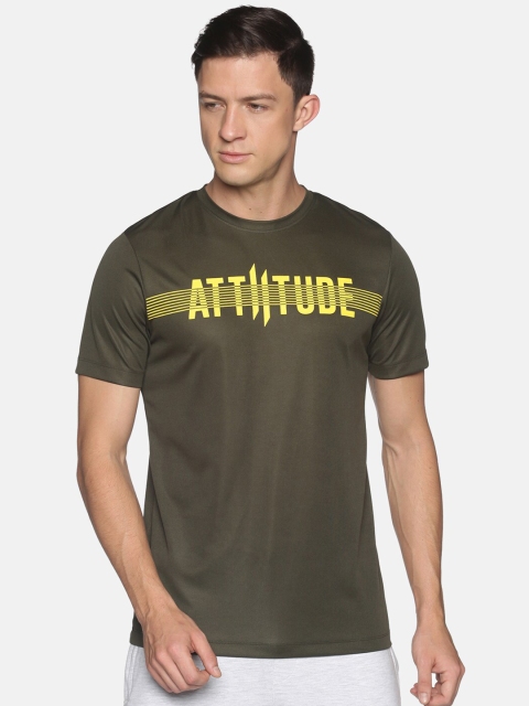 ATTIITUDE Men Green Typography Printed T-shirt