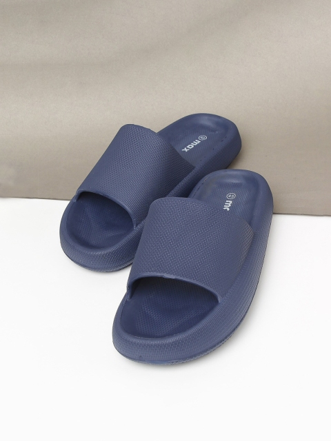 max Women Navy Blue Rubber Sliders