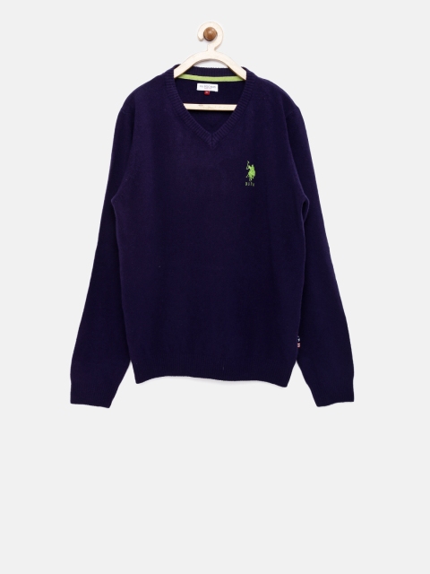 U.S. Polo Assn. Kids Boys Navy Blue Solid Pullover