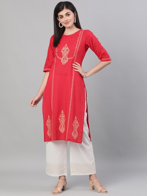AASI - HOUSE OF NAYO Women Red Ethnic Motifs Printed Regular Pure Cotton Kurta with Palazzos
AASI - HOUSE OF NAYO Women Red Ethnic Motifs Printed Regular Pure Cotton Kurta with Palazzos