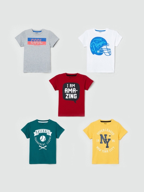 max Boys Pack Of 5 Printed Cotton T-shirt, Multi