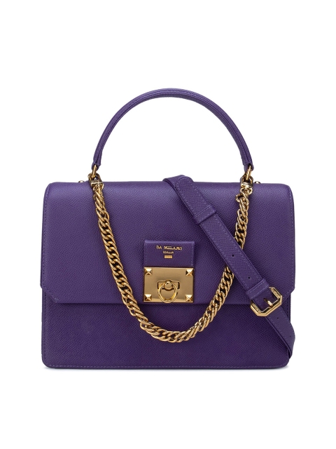 Da Milano Purple Leather Structured Satchel