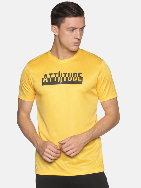 ATTIITUDE Men Yellow Typography Printed T-shirt