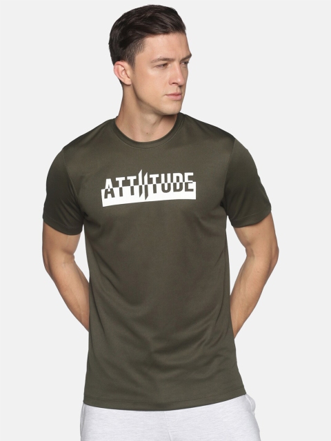 ATTIITUDE Men Green Typography Printed Applique T-shirt