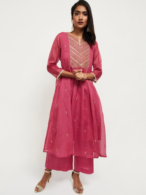 max Women Fuchsia Ethnic Motifs Embroidered Pleated Kurta with Palazzos & With Dupatta
max Women Fuchsia Ethnic Motifs Embroidered Pleated Kurta with Palazzos & With Dupatta