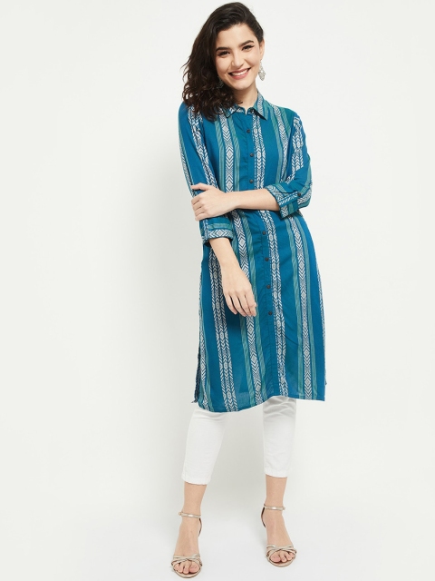 max Women Blue Geometric Printed Kurta