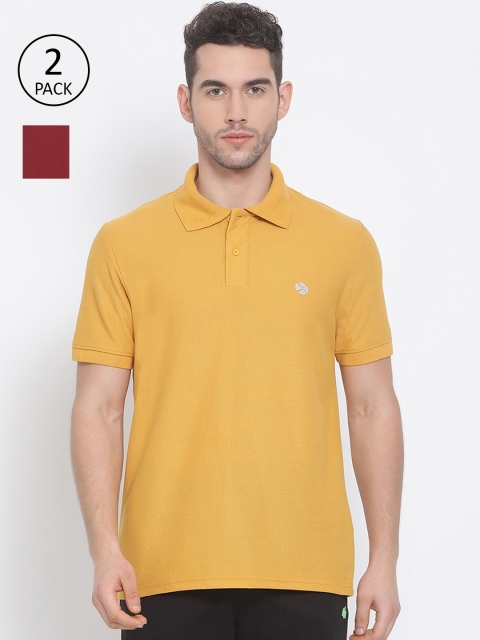 LUX NITRO Men Mustard Yellow 2 Polo Collar T-shirt