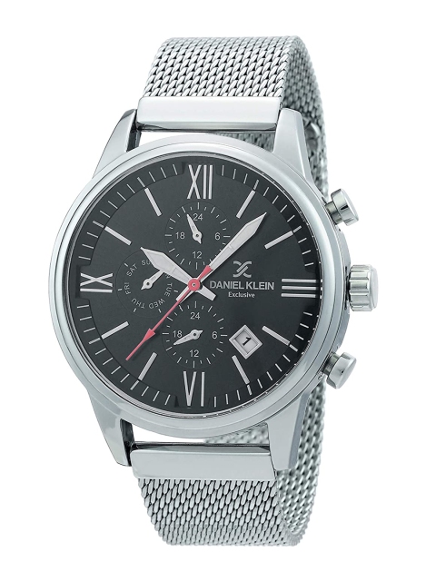 Daniel Klein Men Black Patterned Dial & Silver Toned Bracelet Style Straps Analogue Watch
Daniel Klein Men Black Patterned Dial & Silver Toned Bracelet Style Straps Analogue Watch