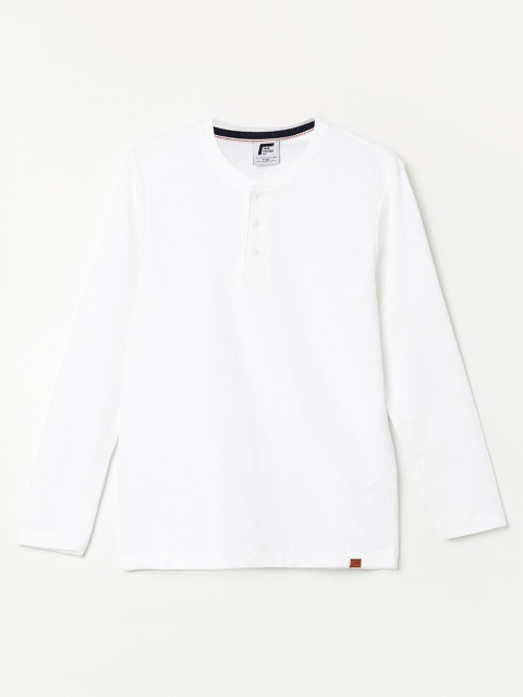 Fame Forever by Lifestyle Boys White Henley Neck T-shirt