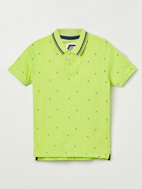 Fame Forever by Lifestyle Boys Green Printed Polo Collar T-shirt
