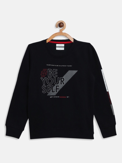 Octave Boys Navy Blue Printed Round Neck Sweatshirt