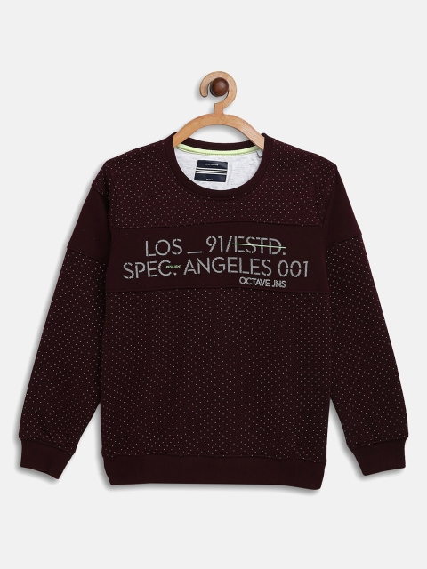 Octave Boys Maroon Printed Sweatshirt
