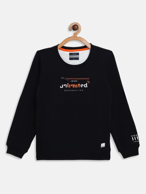 Octave Boys Navy Blue Printed Sweatshirt