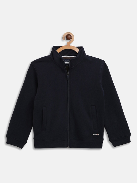 Octave Boys Navy Blue Solid Front Open Sweatshirt