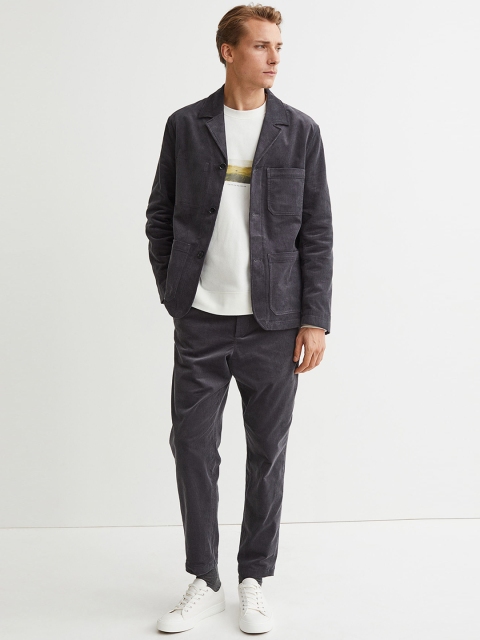 H&M Men Grey Regular Fit Corduroy trousers