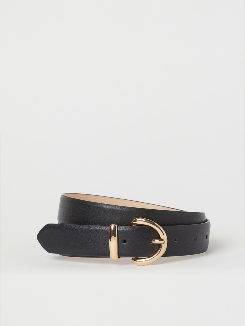 H&M Women Black Textured Imitation Leather Belt