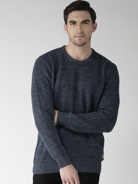 INDICODE Blue Solid Sweater