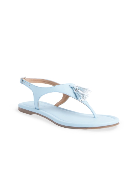 ERIDANI Women Blue T-Strap Flats with Tassels