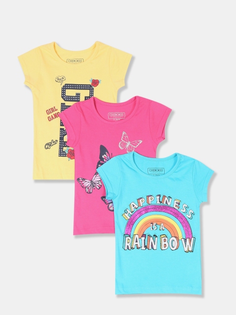 Cherokee Girls Pack Of 3 Assorted Printed T-shirt