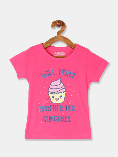Cherokee Girls Pink Typography Printed T-shirt 
Cherokee Girls Pink Typography Printed T-shirt