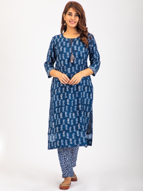 Do Dhaage Women Navy Blue Ethnic Motifs Printed Regular Straight Kurta With Trousers
Do Dhaage Women Navy Blue Ethnic Motifs Printed Regular Straight Kurta With Trousers