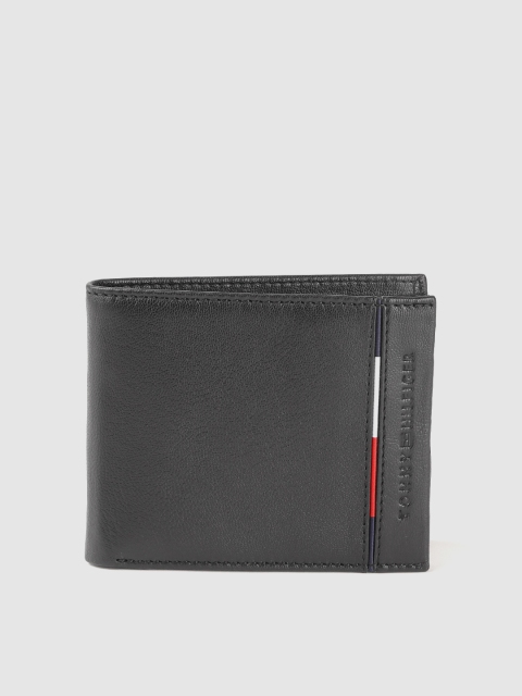 Tommy Hilfiger Men Black Leather Two Fold Wallet