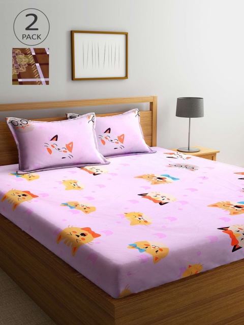 KLOTTHE Lavender & Brown Cartoon Characters 210 TC 2 King Bedsheet with 4 Pillow Covers
KLOTTHE Lavender & Brown Cartoon Characters 210 TC 2 King Bedsheet with 4 Pillow Covers