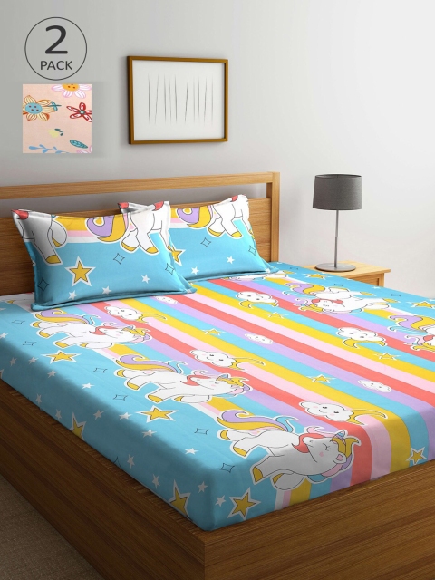 KLOTTHE Cream-Coloured & Blue Cartoon Characters 210 TC 2 King Bedsheet with 4 Pillow Covers
KLOTTHE Cream-Coloured & Blue Cartoon Characters 210 TC 2 King Bedsheet with 4 Pillow Covers