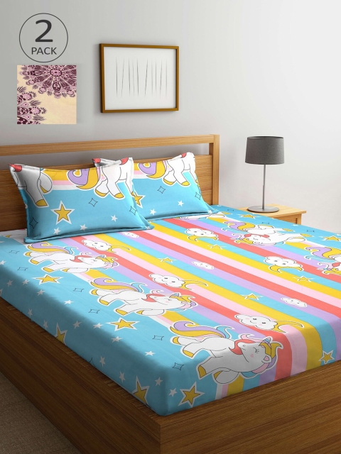 KLOTTHE Multicoloured Cartoon Characters 210 TC 2 King Bedsheet with 4 Pillow Covers, Multi
KLOTTHE Multicoloured Cartoon Characters 210 TC 2 King Bedsheet with 4 Pillow Covers, Multi