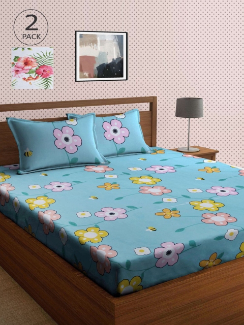 KLOTTHE Set Of 2 Blue & Yellow Printed 210 TC King Bedsheets With 4 Pillow Covers
KLOTTHE Set Of 2 Blue & Yellow Printed 210 TC King Bedsheets With 4 Pillow Covers