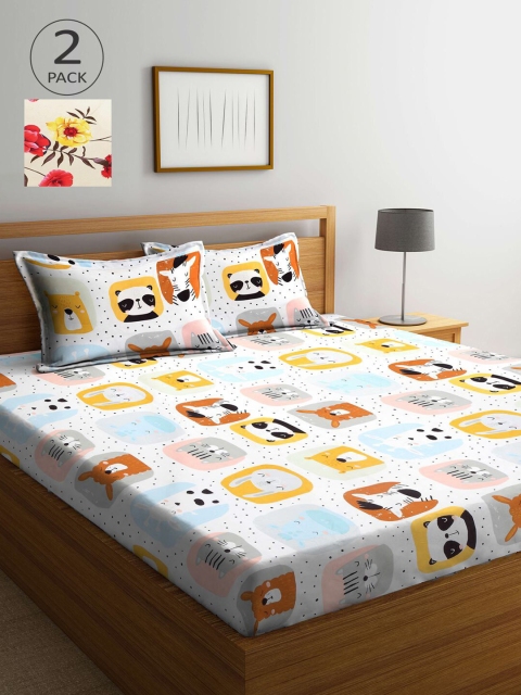 KLOTTHE Cream-Coloured & Red Cartoon Characters 210 TC 2 King Bedsheet with 4 Pillow Covers
KLOTTHE Cream-Coloured & Red Cartoon Characters 210 TC 2 King Bedsheet with 4 Pillow Covers
