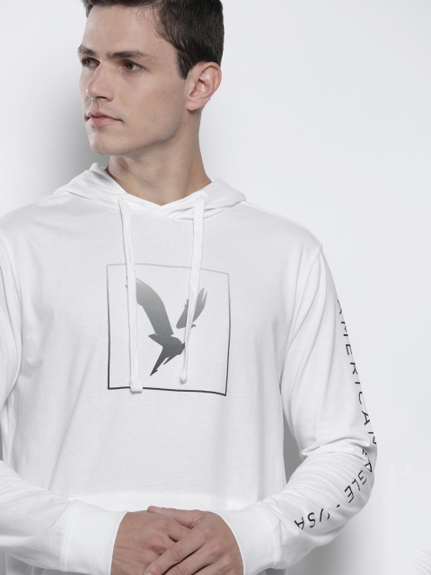 AMERICAN EAGLE OUTFITTERS Men White & Grey Brand Logo Printed Pure Cotton Hooded T-shirt
AMERICAN EAGLE OUTFITTERS Men White & Grey Brand Logo Printed Pure Cotton Hooded T-shirt