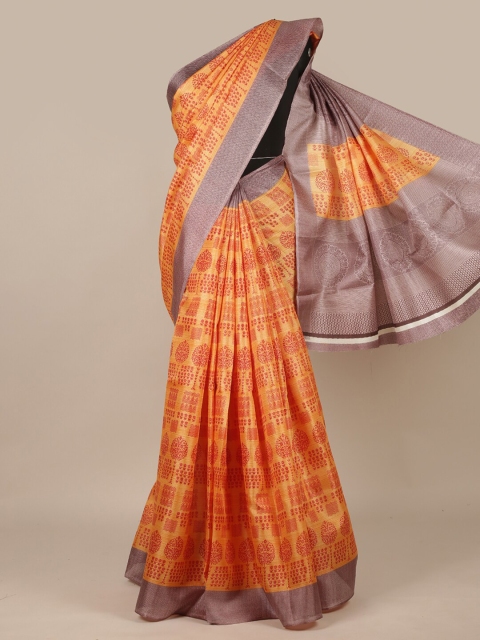 Pothys Orange & Lavender Ethnic Motifs Saree