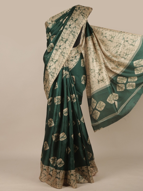 Pothys Green & Beige Bandhani Printed Saree
