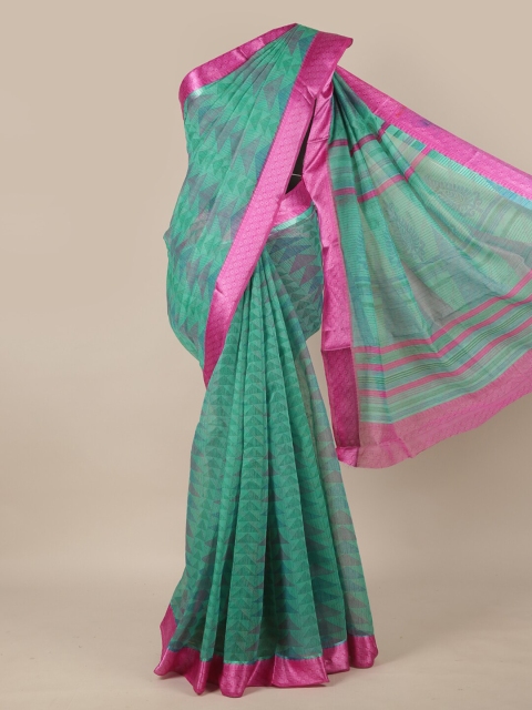 Pothys Green & Pink Printed Saree