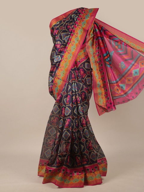 Pothys Blue & Orange Ethnic Motifs Saree