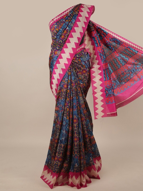Pothys Black & Fuchsia Ethnic Motifs Saree