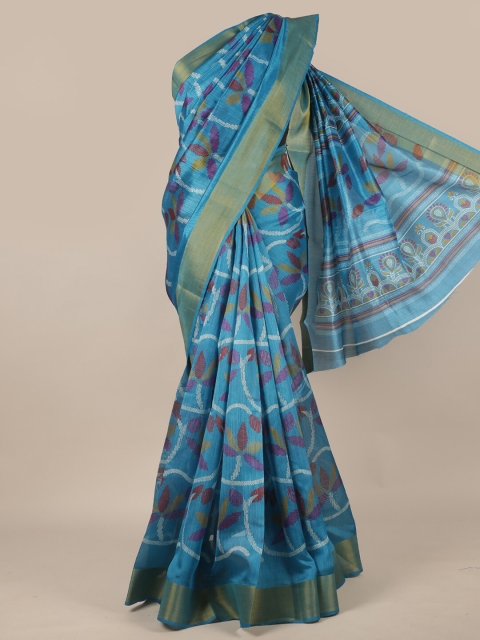 Pothys Blue Ethnic Motifs Zari Saree