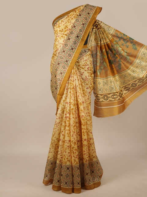 Pothys Yellow & Red Printed Saree