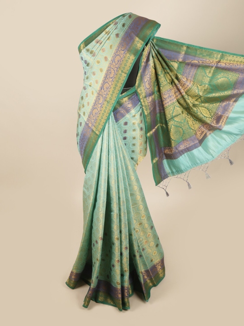 Pothys Blue & Green Ethnic Motifs Zari Art Silk Banarasi Saree
