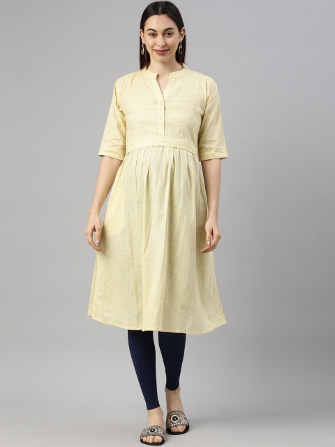 GOLDSTROMS Women Cream-Coloured Geometric Checked Flared Sleeves Thread Work Maternity Anarkali Kurta
GOLDSTROMS Women Cream-Coloured Geometric Checked Flared Sleeves Thread Work Maternity Anarkali Kurta