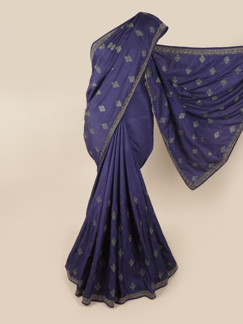 Pothys Navy Blue Ethnic Motifs Saree