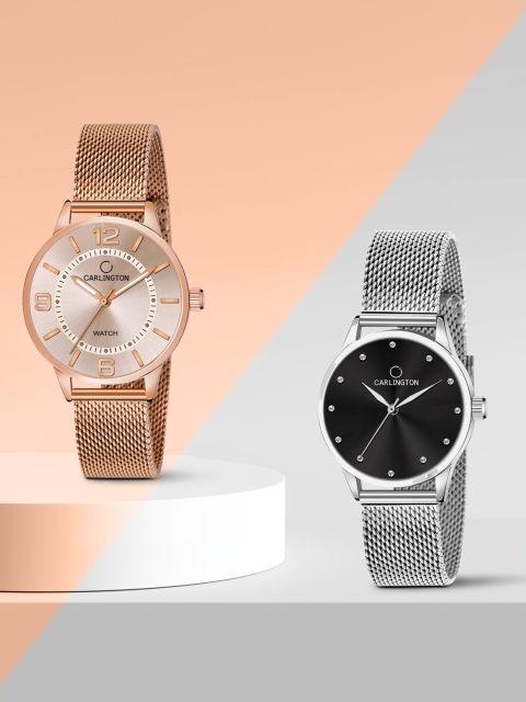 CARLINGTON Women Set Of 2 Multicoloured Dial & Stainless Steel Bracelet Straps Analogue Watch CT2002 RoseGold-CT2009 Silver, Multi
CARLINGTON Women Set Of 2 Multicoloured Dial & Stainless Steel Bracelet Straps Analogue Watch CT2002 RoseGold-CT2009 Silver, Multi