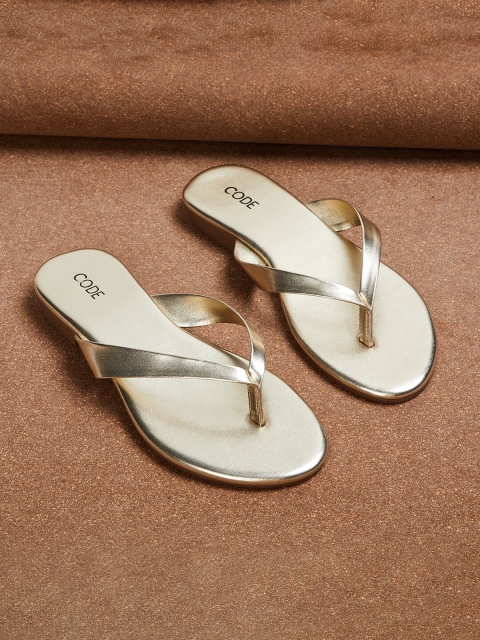CODE by Lifestyle Women Gold-Toned Open Toe Flats