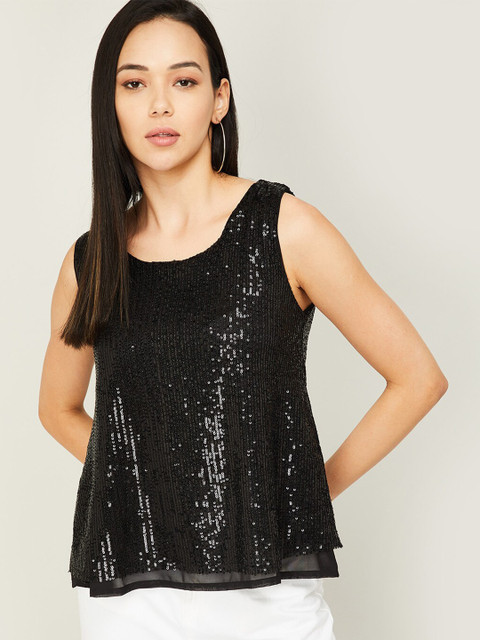 CODE by Lifestyle Black Embellished A-Line Top 
CODE by Lifestyle Black Embellished A-Line Top
