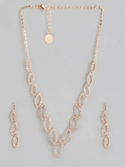 Forever New Pink Rose Gold-Plated Stone-Studded Mavis Cupchain Marquis Jewellery Set
Forever New Pink Rose Gold-Plated Stone-Studded Mavis Cupchain Marquis Jewellery Set
