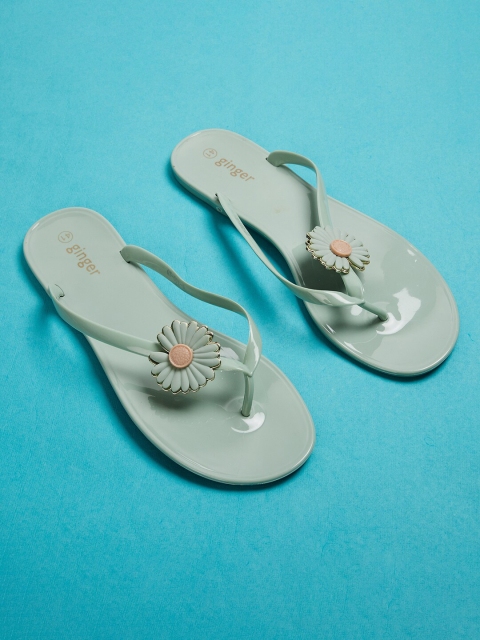 Ginger by Lifestyle Women Green Thong Flip-Flops