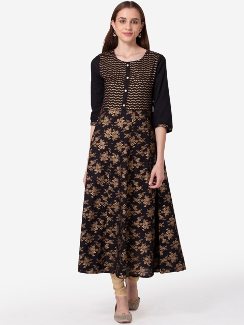 SHINOY Women Black Ethnic Motifs Printed Flared Sleeves Gotta Patti Floral Anarkali Kurta
SHINOY Women Black Ethnic Motifs Printed Flared Sleeves Gotta Patti Floral Anarkali Kurta