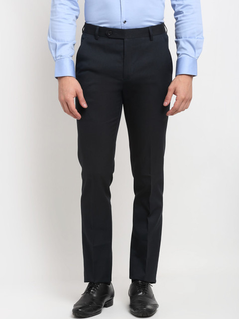 La Mode Men Blue Slim Fit Formal Trousers 
La Mode Men Blue Slim Fit Formal Trousers