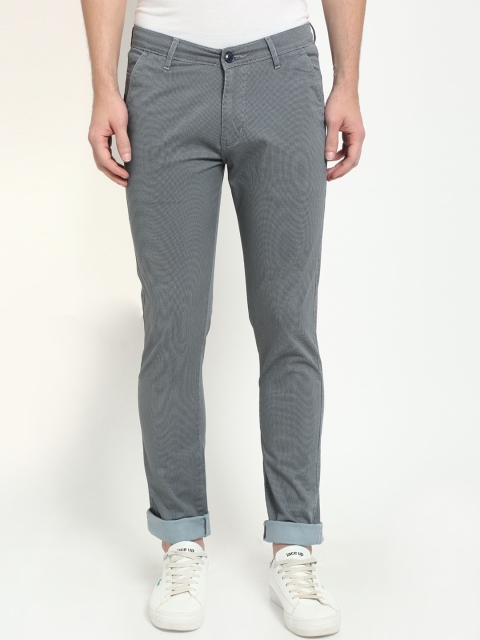 La Mode Men Grey Slim Fit Chinos Trousers